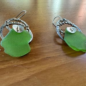 Silver Sea Glass Statement Earrings